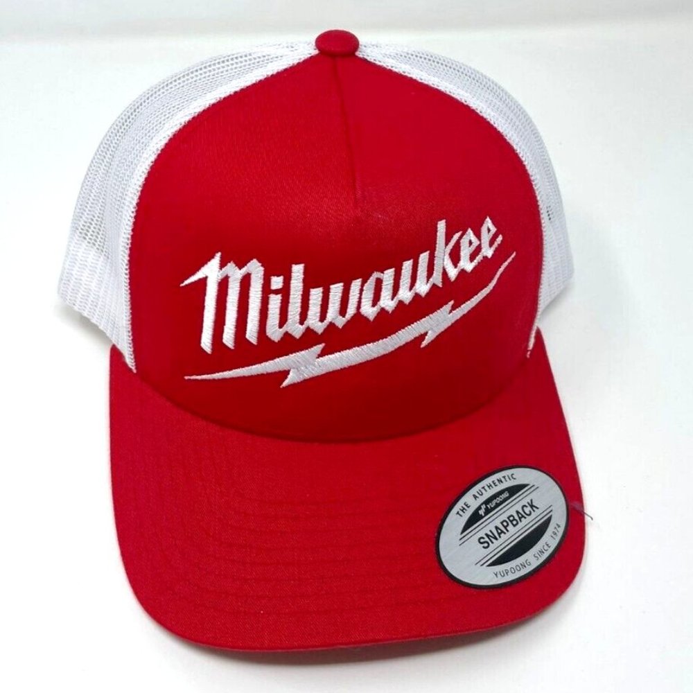 Milwaukee Logo Red White Trucker Hat Cap